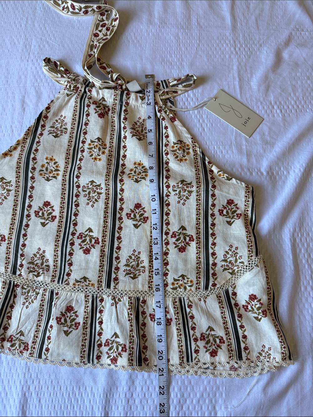 Joie Cream Floral Stripe Tie-Shoulder Camisole - Picture 4 of 8